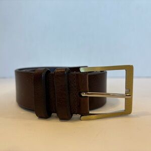Remo Tulliani 1 1/2” brown leather belt brass buckle size 40
